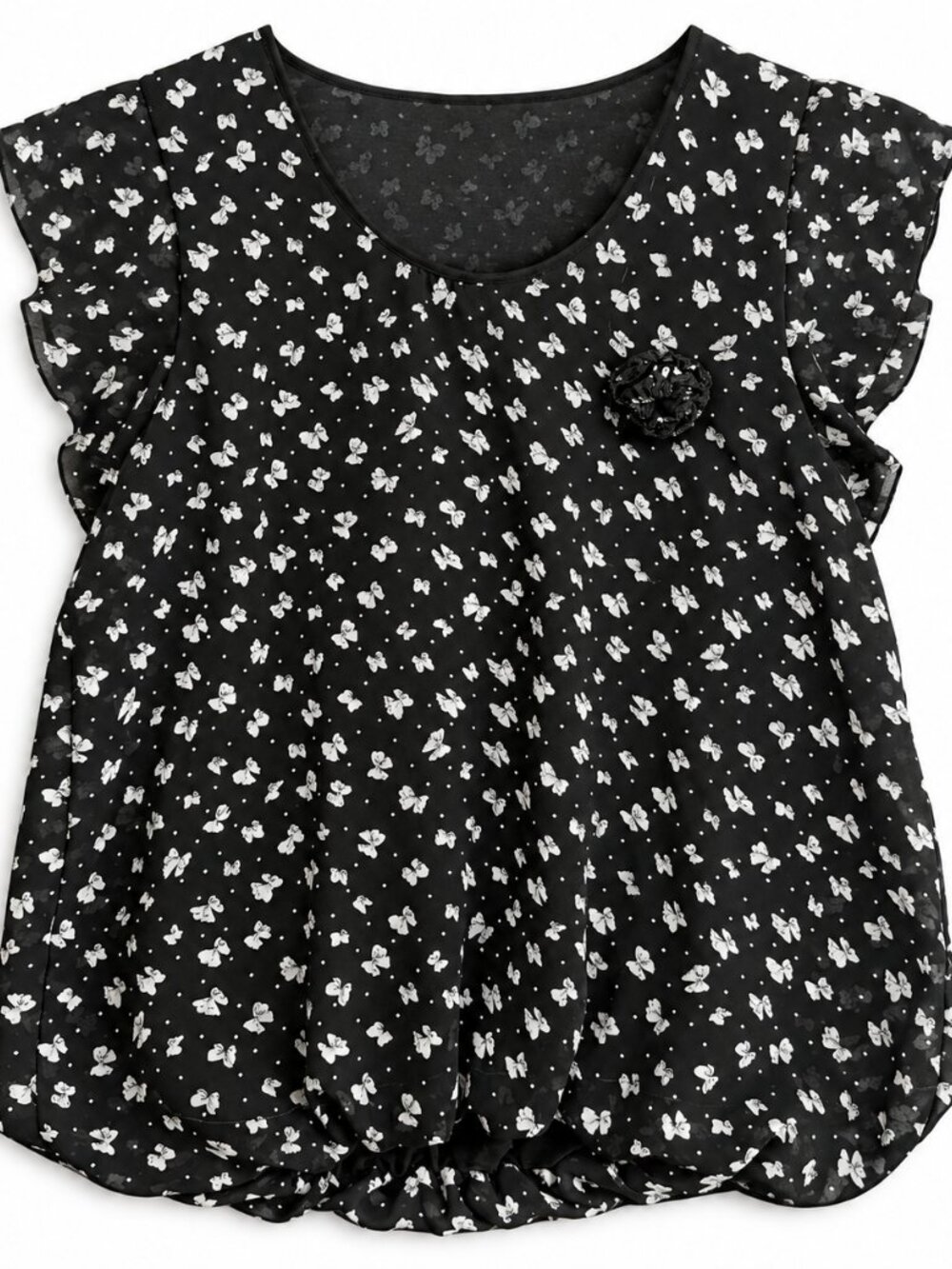 Black and White Butterfly Print Sleeveless Vest Size S